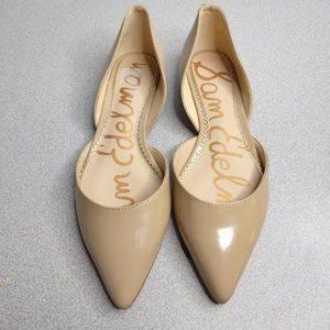 Sam Edelman Nude Patent Faux Leather Pointed Toe Flats